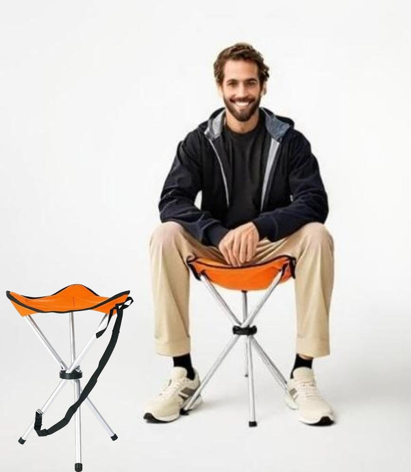 OVINEG Folding Camping Stool,16.5" Folding Camping Chairs,Portable Tripod Seat,Outdoor Travel Tall Chair for