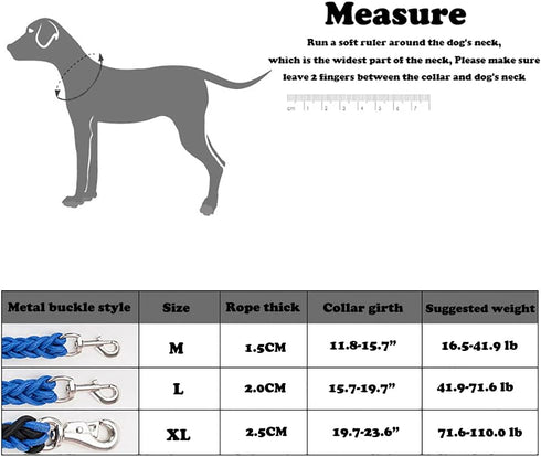 Dog Collar and Leash Set - Heavy Duty 4 FT Nylon Braided Rope for Small Medium Large Dogs, Strong Training