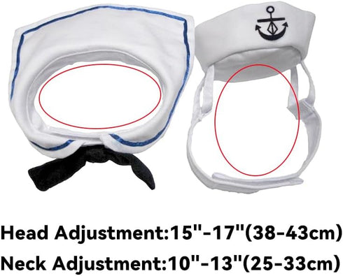 NAMSAN Pet Sailor Costume for Cats & Small Dogs - Cat Halloween Costumes, Navy Outfit with Hat