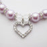 Engraved Crystal Heart Dog Necklace Jewelry with Bling Pearls for Small Dogs - Purple, 10 to 12-Inch