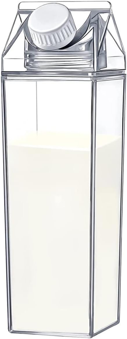 Abizarch 500Ml/1000Ml Clear Milk Carton Water Bottle Leak-proof Milk Box Water Bottle with