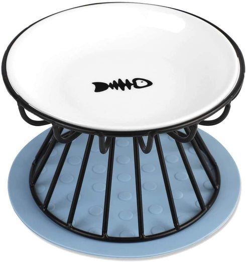 Cat Bowl, Ceramic Raised Cat Food Bowl, Elevated Anti Vomiting Feeding Bowl, Non Slip Dish for Cats