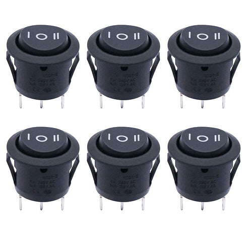 Twidec 6Pcs Rocker Switch 3 Pins 3 Position ON/Off/ON AC 6A/125V 10A/250V Toggle Switch for Car Boat
