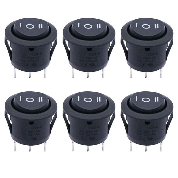 Twidec 6Pcs Rocker Switch 3 Pins 3 Position ON/Off/ON AC 6A/125V 10A/250V Toggle Switch for Car Boat