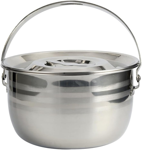 PRETYZOOM Camping Griddle Camping Pot Jacketed Kettle, Thicken Child Stainless Steel Stew Pot