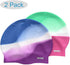 Silicone Swim Caps, 2 Pack Durable Comfortable Adult Swimming Cap for Short Hair and Long Hair