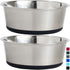 Gorilla Grip Stainless Steel Metal Dog Bowl Set of 2 - Rubber Base, Heavy Duty Feeding Dishes, Holds 6 Cups (Black)