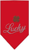 Pet and Dog Bandana Rhinestone, Lucky Script Red Small