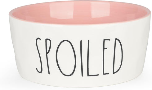 27OZ Ceramic Dog Bowl, 6'' Extra Large Food Water Bowl, Heavy Duty Non-Slip Dog Dish for Medium Dogs (Pink)