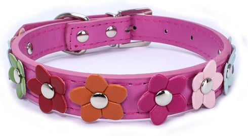 Flower Dog Collars for Small Dogs - Fancy Colorful Floral Cute Girl Puppy Collar for Tiny Cats, Hot Pink Xsmall