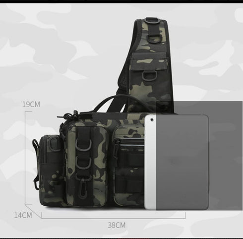 Fishing Tackle Bag - Tactical Sling Storage Bag, Lightweight Backpack for Fishing Hiking Hunting Camping