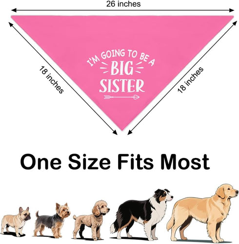 ZBBFSCSB I'm Going to Be A Big Sister Pink Dog Bandana, Pregnancy Announcement Gender Reveal Birthday Party Photoshoot