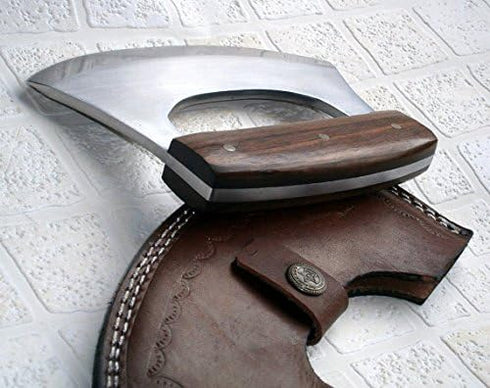 TTC-111 Poshland Handmade Demascus Ulu kitchen Knife -Wood Handle (Walnut Wood)