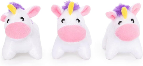 ZippyPaws Burrow Replacement Miniz, Unicorn 3-Pack Plush Dog Toys with Squeakers, Rainbow