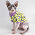 Sphynx Hairless Cat Cute Summer Cotton T-Shirts, Round Collar Kitten Shirts Cats Apparel (Leopard, X-Large)