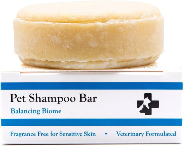 Balancing Biome Pet Shampoo Bar for Dogs & Cats Vet-Formulated, Fragrance-Free, Hypoallergenic,