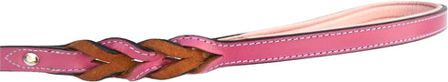 Luxury Raspberry Pink Leather Dog Leash, 4 Feet X 1/2 Inch Wide, Made with Genuine Leather