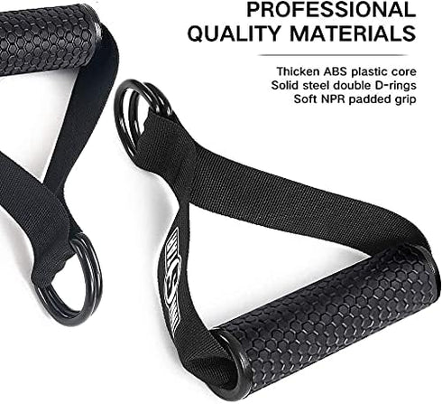 INNSTAR Upgraded Heavy Duty Exercise Handles, Cable Machine Attachments Resistance Bands Handles with Solid ABS Core Grips Fitness Strap Stirrup Handle Cable Attachment Silicon Grip (Set of 2) by INNSTAR