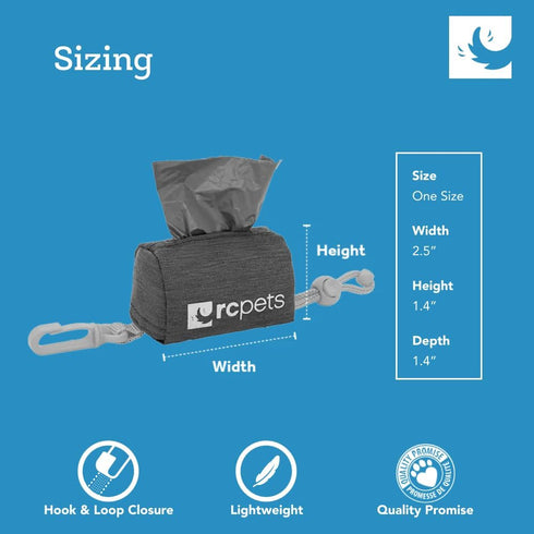 RC Pets P.U.P Bag, Dog Poop Bag Holder with Leash Attachment, Heather Black