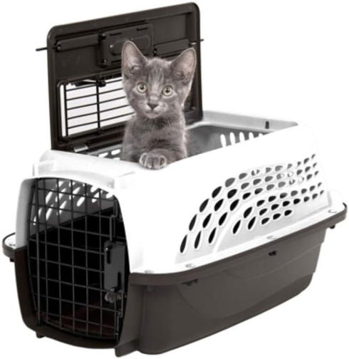Petmate Two-Door Small Dog & Cat Carrier, Top or Front Loading, 19 inches, Made with Recycled Materials, White