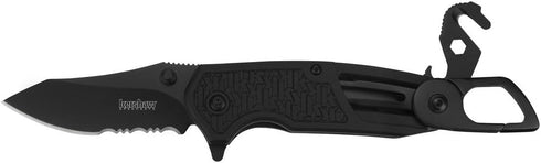Kershaw Funxion EMT Multifunction Folding Pocketknife - 3 inch Partially Serrated Stainless Steel Blade, Black