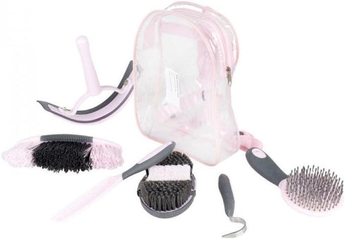 HORZE 6-Piece Easy Clean Horse Grooming Set with Convenient Storage Bag -