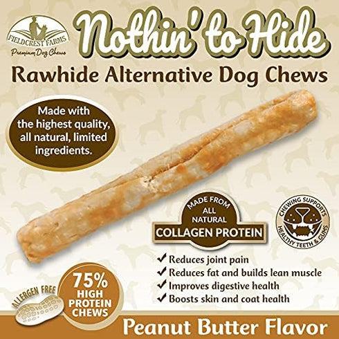Fieldcrest Farms Premium Grade Natural Rawhide Alternative Chews, 10'' Rolls for Dogs, 3 Pack (6 Chews) - Easily