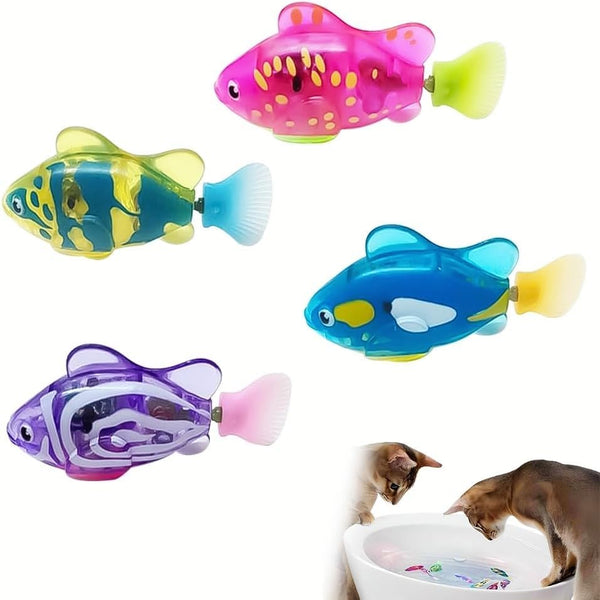 TeDDinke Swimming Fish Toy for Cats,Glowing Waterproof Cat Water Toy with Adjustable Speed