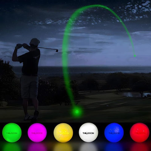 THIODOON Glow in The Dark Golf Balls Light Activated 6 Pack, LED Golf Balls for Night Golfing