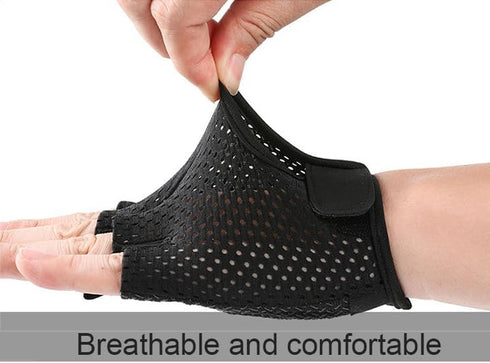 OVOY Breathable Fingerless Workout Gym Gloves for Men Women - Anti-Slip and Durable Exercise Gloves for Weightlifting