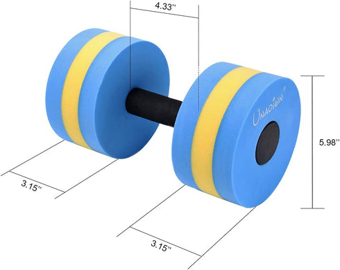 UNAOIWN 2Pcs Water Weights for Pool Exercise, Lightweight Water Dumbbells for Aquatic Resistance Training