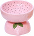 Cat Food Bowl Whisker Friendly, Ceramic Raised Bowl for Indoor Cats, Extra Wide Tilted Dish in Pink