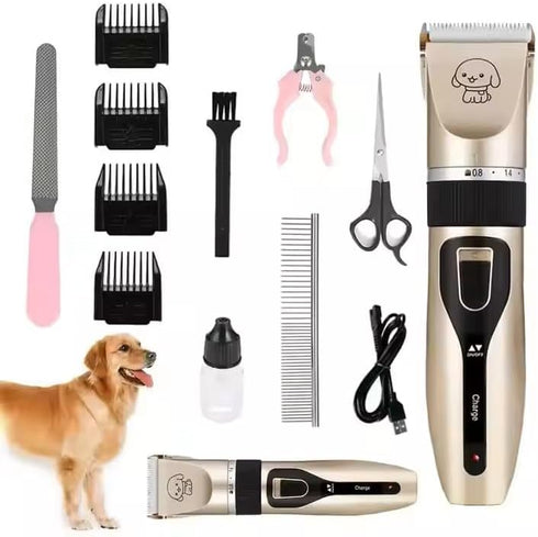 Generic Pet Grooming Kit, Rechargeable Clippers with 6 Guide Combs, Stainless Steel Blades,