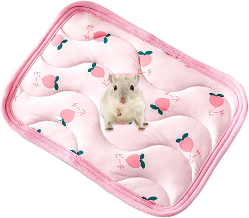 1 Pc Rectangular Summer Cooling Hamster Bed, Comfortable Sleep Mat for Hamster, Hedgehog, Squirrel, Mice, Pink Cherry