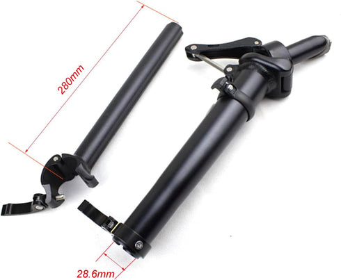 Left Folding Stem Aluminum Alloy 25.4mm×25.4mm Adjustable Stem with Teeth, Folding Riser Stem Set Bicycle Accessories