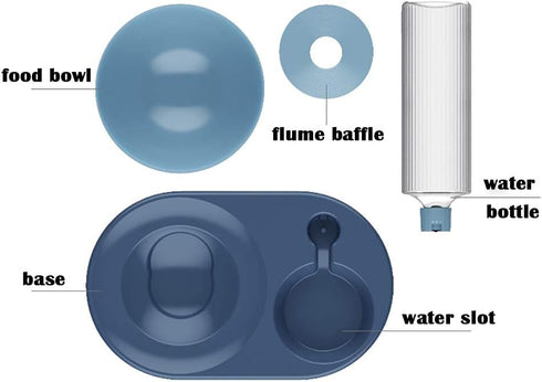 Raised Cat Food Bowls with Automatic Water Bottle, Adjustable Tilted Feeding Dishes for Cats and Dogs (Blue)