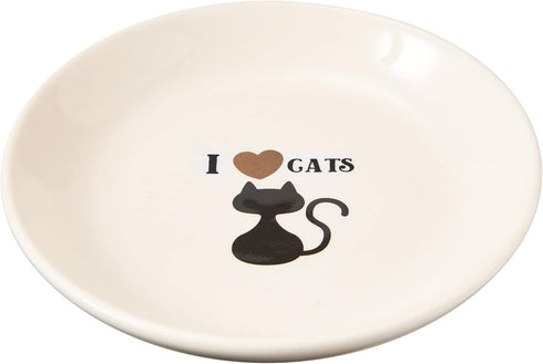 SPOT by Ethical Products Heavy Ceramic Dog Bowl, Durable High Gloss Cat Bowl, Dishwasher Safe, I LOVE CATS Cat Saucer 5"