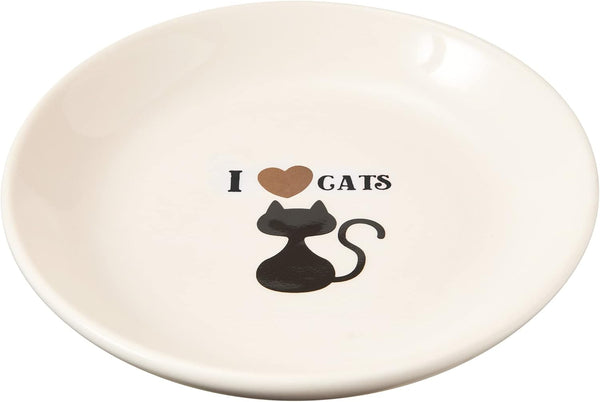 SPOT by Ethical Products Heavy Ceramic Dog Bowl, Durable High Gloss Cat Bowl, Dishwasher Safe, I LOVE CATS Cat Saucer 5"