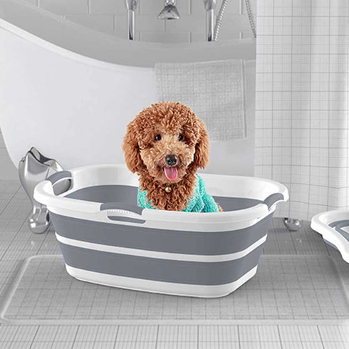 3 ddLUCK Multi-Functional Collapsible Pet Bathtub with Drainage Hole, Handled Dog Bath Tub, Portable Indoor Outdoor