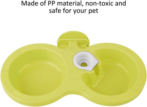 Puppy Double Bowl, Stainless Steel Hanging Food Water Feeder for Small Dogs and Cats (Green)