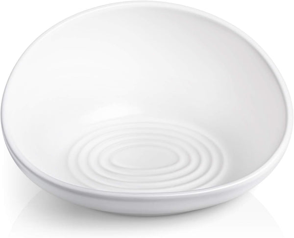 CatGuru Cat Food Bowl - Ceramic No Spill Bowls with Silicone Non-Slip Mat (High-Low, White)