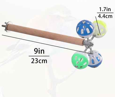 hereex Bird Perch Toy with Rotating Balls, Parrot Stand, Spinning Perch Toy for Parakeets, Budgies, Cockatiels