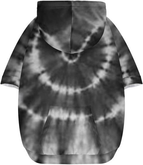 Howilath Pup Dog Hoodie - Stylish Tie-dye Black Radial Streetwear T Shirt Pet Outfit with Hat - L