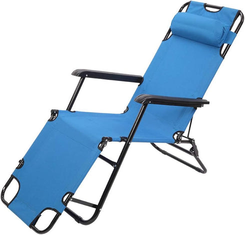Pinikuyiro Outdoor Folding Chaise Lounge Chair, Patio Sun Lounger Reclining Beach Chair Bed,Foldable Lawn Recliner