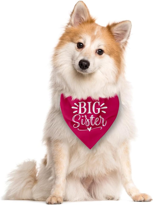 ZPPRJF Big Sister Dog Bandana, Dog Bandana, Deep Pink Pet Dog Scarf Accessories, Pet Dog Triangle Scarf, Dog Bandana