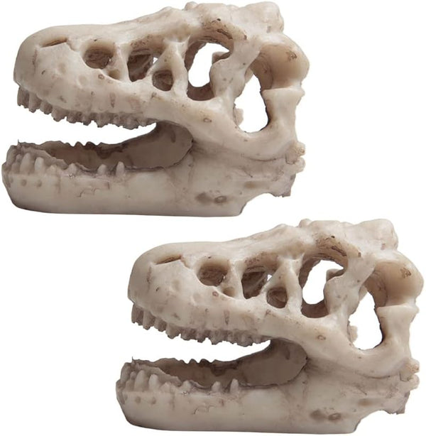 Opexicos 2Pcs Resin Dinosaur Skull Aquarium Decoration - 8.5 x 5.5 x 4.5 cm Terrarium Reptile Ornament