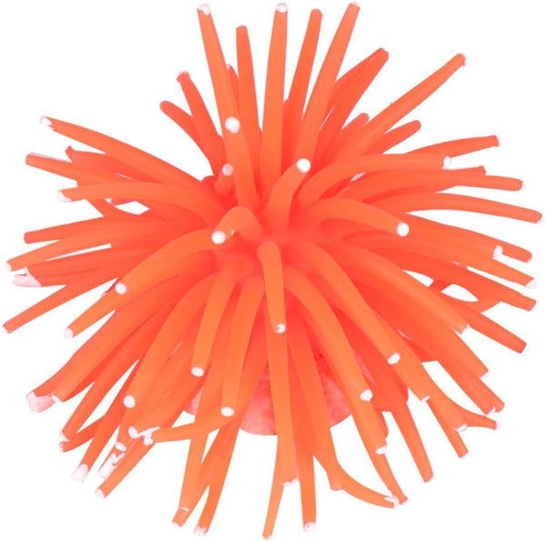 TEHAUX Simulation Sea Urchins Coral, Aquarium Fish Tank Decoration, Elastic Coral Crafts Ornament (Orange)