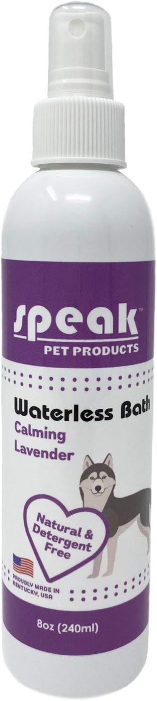 Natural Waterless Bath Spray for Dogs, Calming Lavender, 8oz