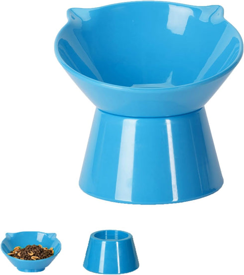 Detachable Elevated Cat Bowls, 15° Tilted Raised Anti-Vomiting Dishes, Adjustable for Adult Kittens