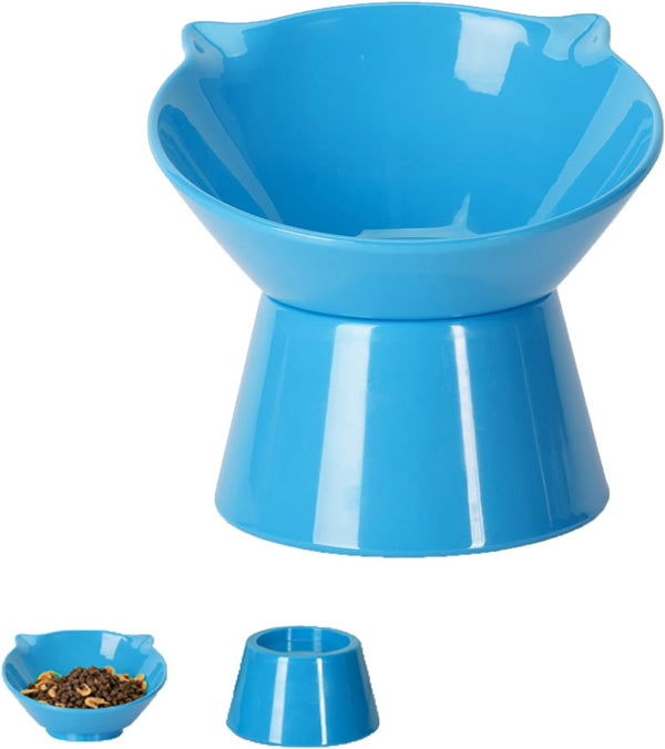 Detachable Elevated Cat Bowls, 15° Tilted Raised Anti-Vomiting Dishes, Adjustable for Adult Kittens